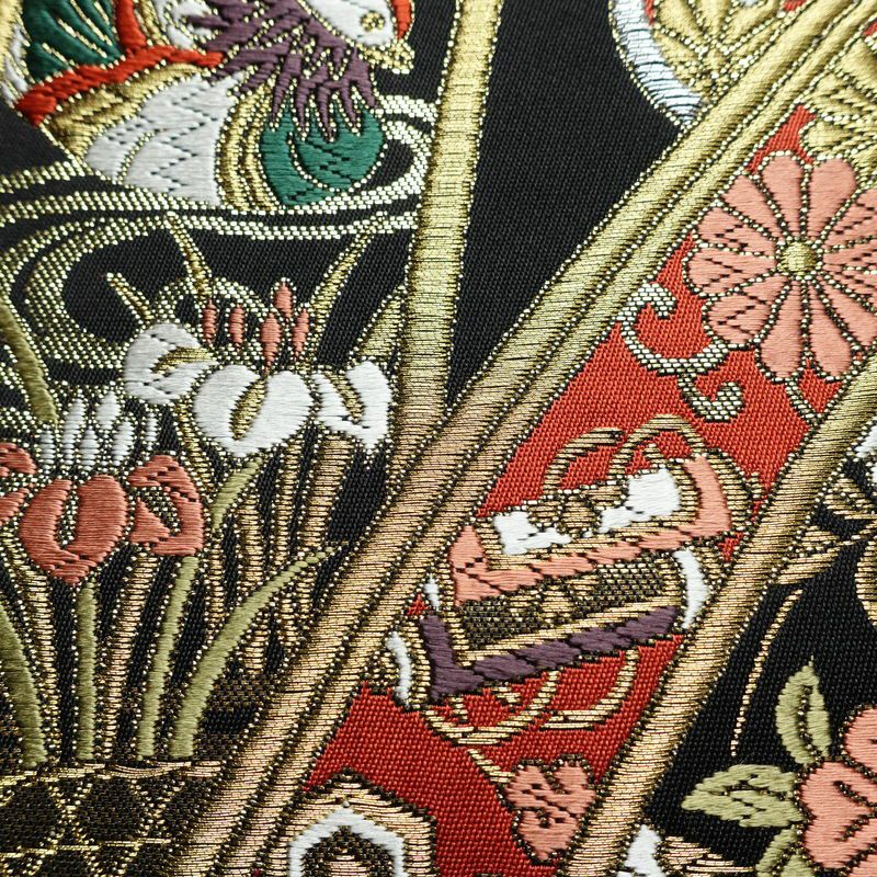 袋帯 六通柄 フォーマル用 正絹 古典柄 リサイクル帯 帯 箔 黒_画像4