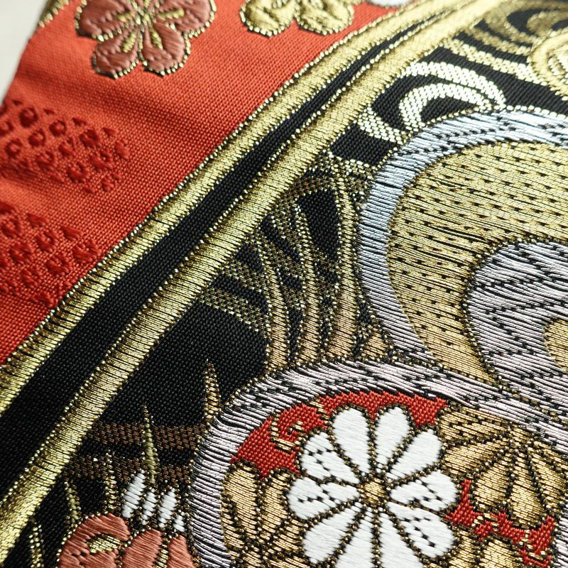 袋帯 六通柄 フォーマル用 正絹 古典柄 リサイクル帯 帯 箔 黒_画像5