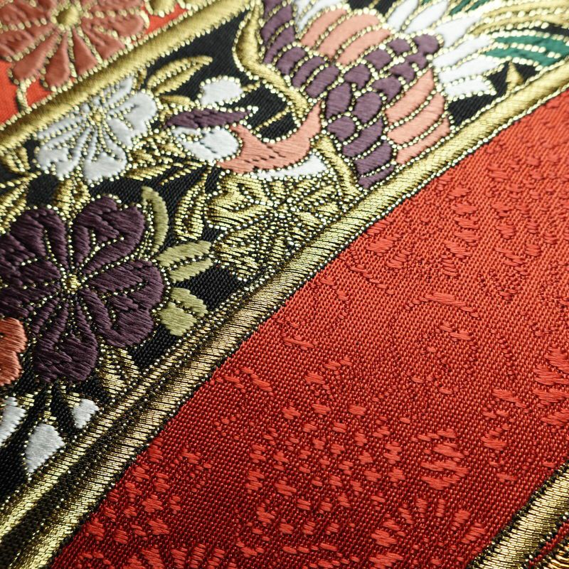 袋帯 六通柄 フォーマル用 正絹 古典柄 リサイクル帯 帯 箔 黒_画像7