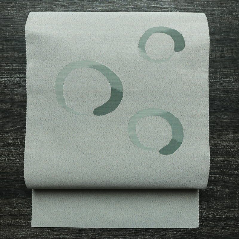 名古屋帯 太鼓柄 美品 正絹 古典柄 松葉仕立て なごや帯 リサイクル帯 帯 金糸 シンプル グレー_画像1