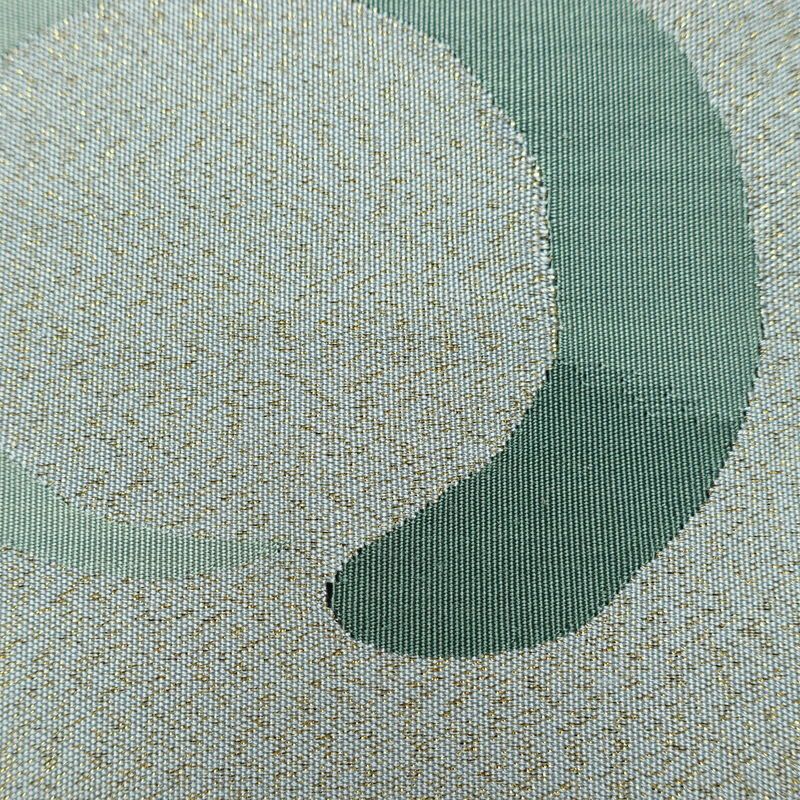 名古屋帯 太鼓柄 美品 正絹 古典柄 松葉仕立て なごや帯 リサイクル帯 帯 金糸 シンプル グレー_画像5