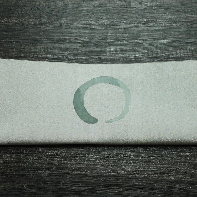 名古屋帯 太鼓柄 美品 正絹 古典柄 松葉仕立て なごや帯 リサイクル帯 帯 金糸 シンプル グレー_画像15