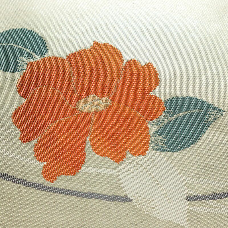 名古屋帯 双美洋花文 六通柄 正絹 花柄 名古屋仕立て なごや帯 リサイクル帯 帯 箔 金・銀_画像3