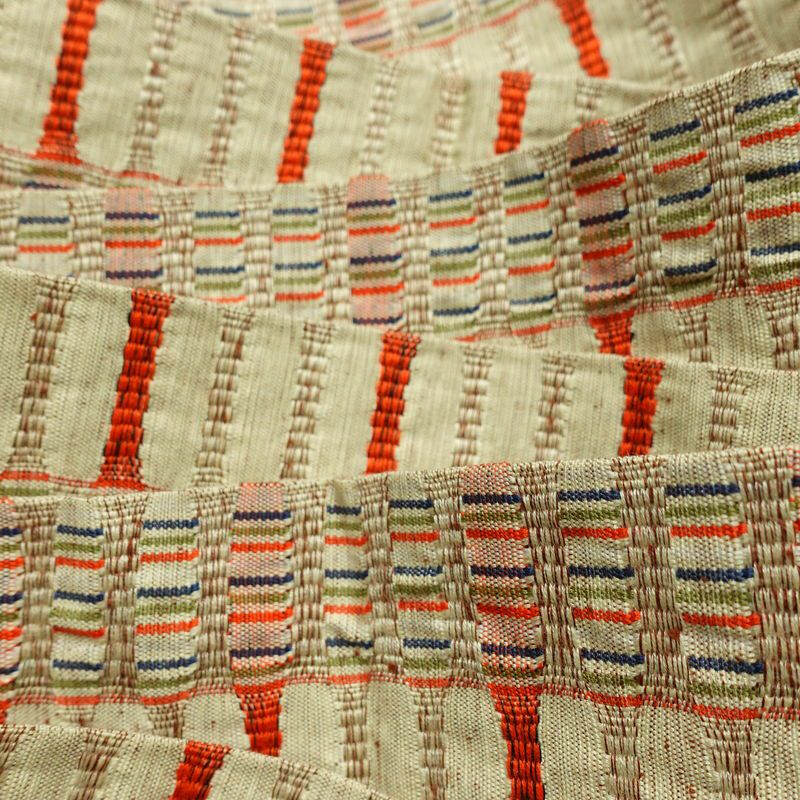 名古屋帯 全通柄 良品 正絹 幾何学柄・抽象柄 名古屋仕立て なごや帯 リサイクル帯 帯 おしゃれ 紬地 ベージュ_画像17