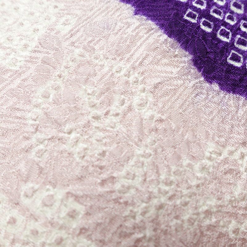 名古屋帯 太鼓柄 絞り 綸子 正絹 古典柄 名古屋仕立て なごや帯 リサイクル帯 帯 紫・藤色_画像5