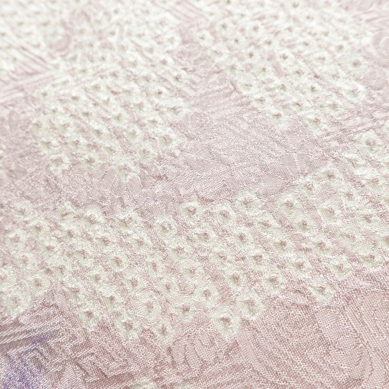 名古屋帯 太鼓柄 絞り 綸子 正絹 古典柄 名古屋仕立て なごや帯 リサイクル帯 帯 紫・藤色_画像6