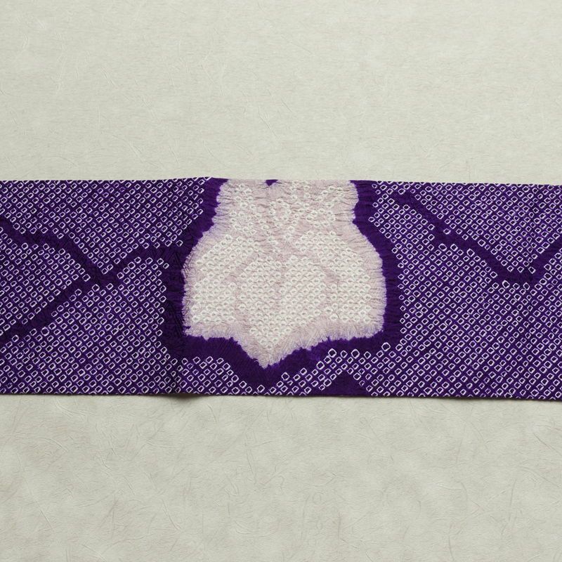 名古屋帯 太鼓柄 絞り 綸子 正絹 古典柄 名古屋仕立て なごや帯 リサイクル帯 帯 紫・藤色_画像15