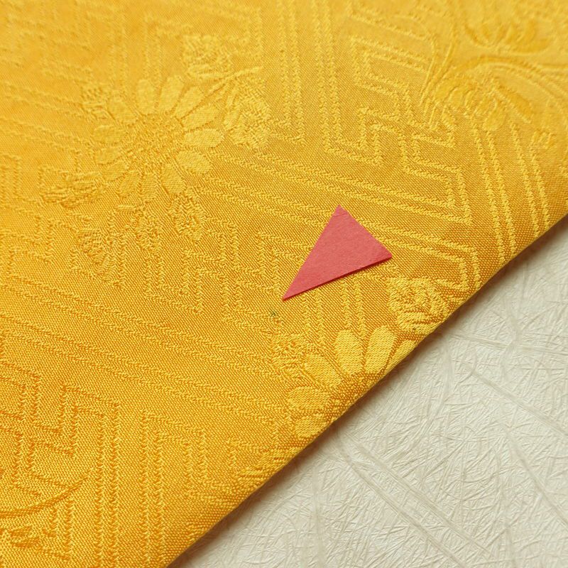 名古屋帯 太鼓柄 絞り 綸子 正絹 古典柄 名古屋仕立て なごや帯 リサイクル帯 帯 黄・黄土色_画像12