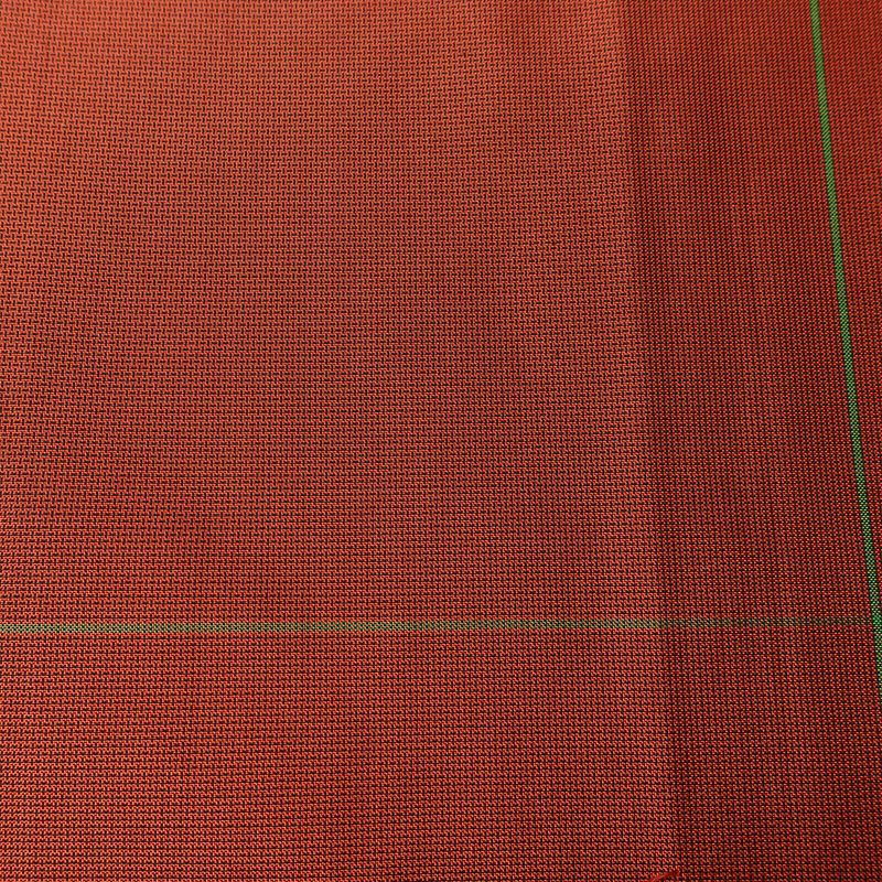 紬 しつけ糸付き 正絹 チェック・格子柄 袷仕立て 身丈162cm 裄丈63.5cm リサイクル着物 着物 モダン シンプル 赤・朱_画像7