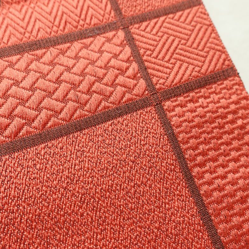 名古屋帯 六通柄 美品 正絹 花柄 名古屋仕立て なごや帯 リサイクル帯 帯 赤・朱_画像4