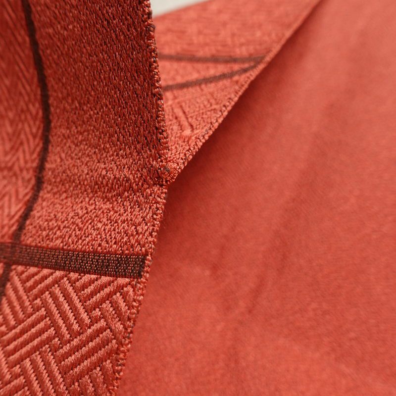 名古屋帯 六通柄 美品 正絹 花柄 名古屋仕立て なごや帯 リサイクル帯 帯 赤・朱_画像19