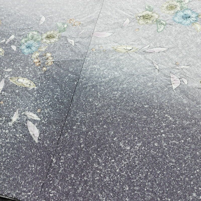 訪問着 縮緬 辻が花 正絹 花柄 袷仕立て 身丈159.5cm 裄丈67.5cm リサイクル着物 着物 入学式 卒業式 七五三 お宮参り フォーマル 紫・藤色_画像13