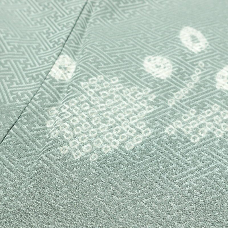 付け下げ 良品 綸子 しつけ糸付き 絞り 正絹 花柄 袷仕立て 身丈155.5cm 裄丈65cm リサイクル着物 着物 刺繍 入学式 卒業式 七五三 お宮参り フォーマル 上品 青・紺_画像18