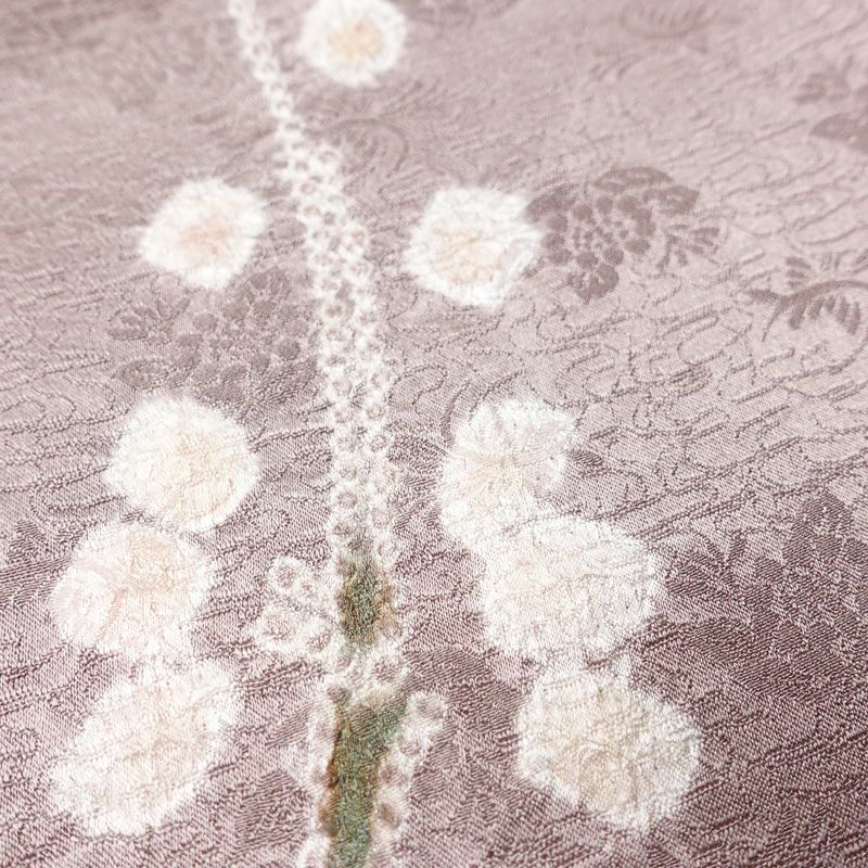 訪問着 絞り 正絹 木の葉・植物柄 袷仕立て 身丈162cm 裄丈67cm リサイクル着物 着物 入学式 卒業式 七五三 お宮参り フォーマル 紫・藤色_画像8