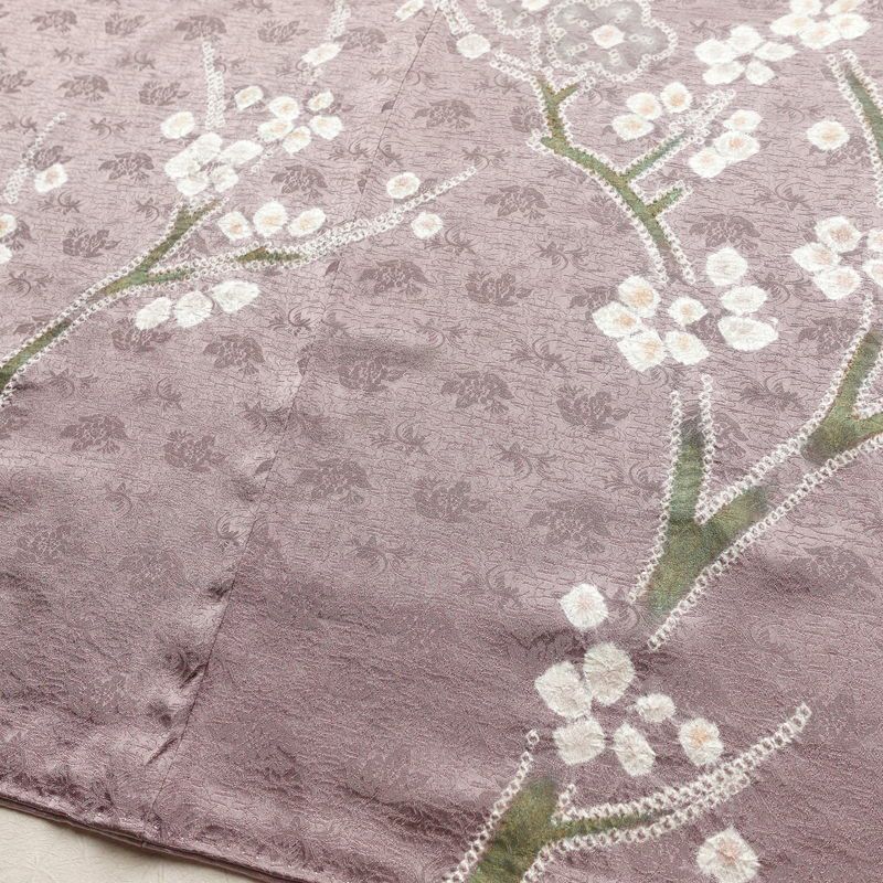 訪問着 絞り 正絹 木の葉・植物柄 袷仕立て 身丈162cm 裄丈67cm リサイクル着物 着物 入学式 卒業式 七五三 お宮参り フォーマル 紫・藤色_画像11