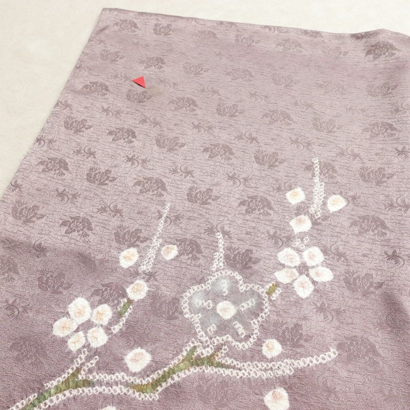 訪問着 絞り 正絹 木の葉・植物柄 袷仕立て 身丈162cm 裄丈67cm リサイクル着物 着物 入学式 卒業式 七五三 お宮参り フォーマル 紫・藤色_画像12