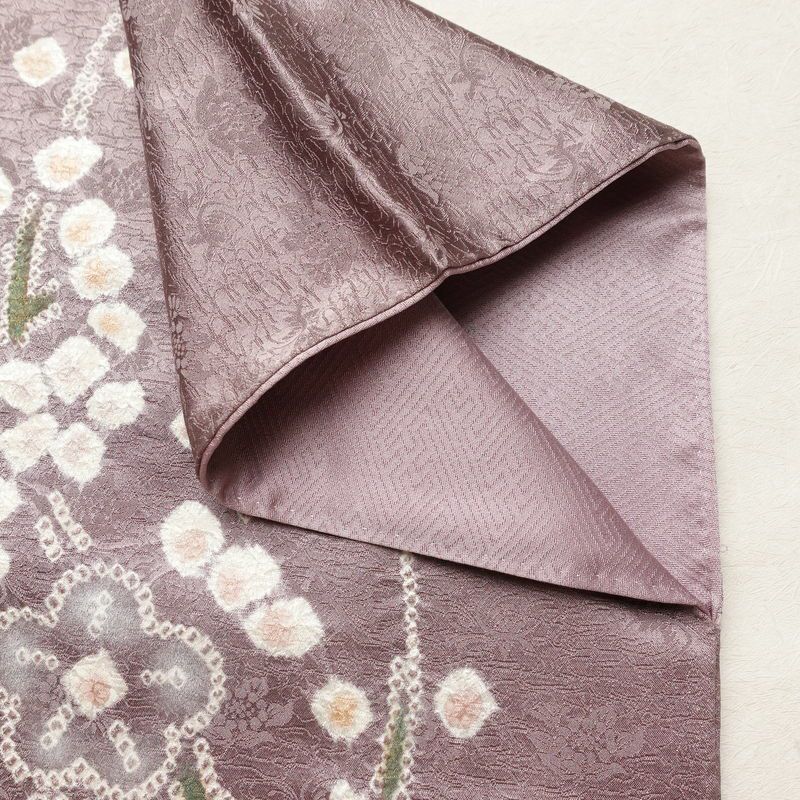 訪問着 絞り 正絹 木の葉・植物柄 袷仕立て 身丈162cm 裄丈67cm リサイクル着物 着物 入学式 卒業式 七五三 お宮参り フォーマル 紫・藤色_画像15