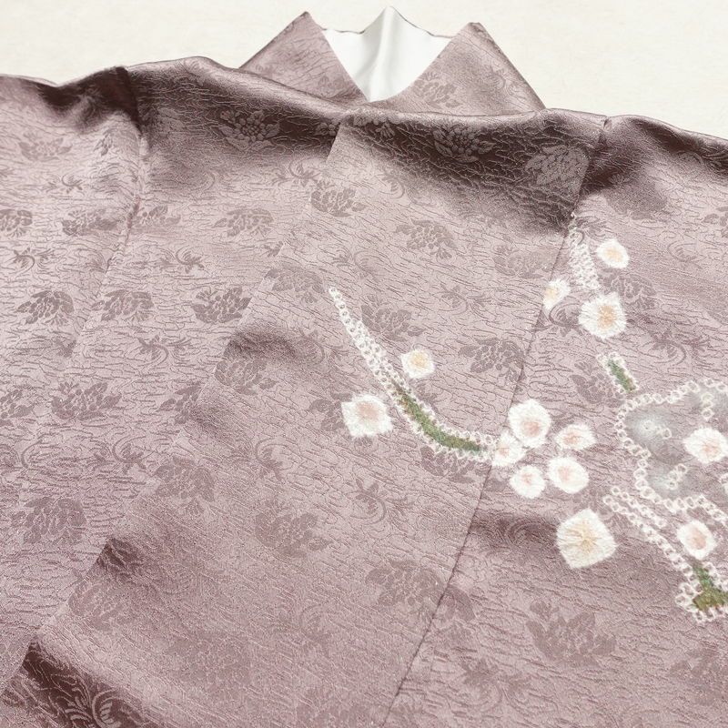 訪問着 絞り 正絹 木の葉・植物柄 袷仕立て 身丈162cm 裄丈67cm リサイクル着物 着物 入学式 卒業式 七五三 お宮参り フォーマル 紫・藤色_画像16