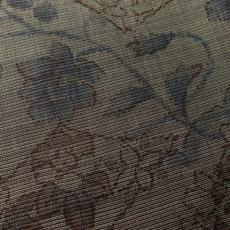 紬 良品 辻が花紬 伊織 しつけ糸付き 正絹 木の葉・植物柄 袷仕立て 身丈167.5cm 裄丈68cm リサイクル着物 着物 茶_画像8