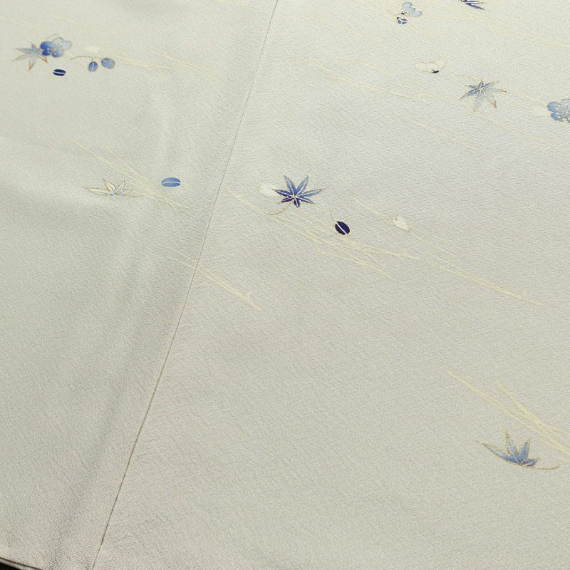 訪問着 良品 京手描友禅 縮緬 一つ紋付き 正絹 花柄 袷仕立て 身丈152.5cm 裄丈62.5cm リサイクル着物 着物 刺繍 箔 金彩 入学式 卒業式 七五三 お宮参り フォーマル 上品 グレー_画像10