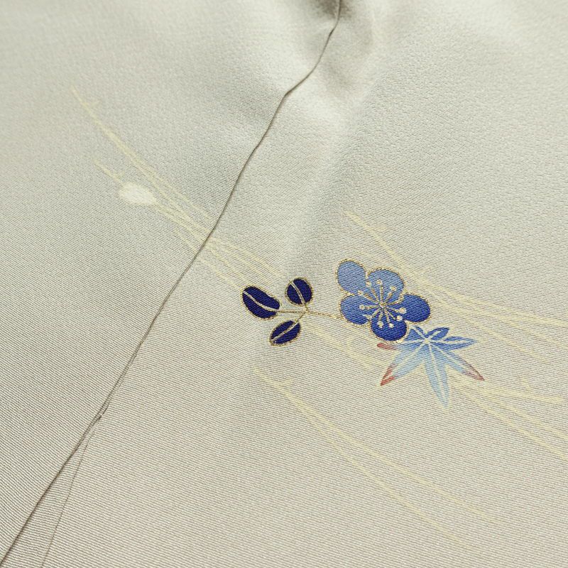 訪問着 良品 京手描友禅 縮緬 一つ紋付き 正絹 花柄 袷仕立て 身丈152.5cm 裄丈62.5cm リサイクル着物 着物 刺繍 箔 金彩 入学式 卒業式 七五三 お宮参り フォーマル 上品 グレー_画像18
