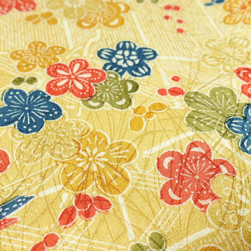 小紋 良品 総柄 正絹 花柄 袷仕立て 身丈159.5cm 裄丈64.5cm リサイクル着物 着物 黄・黄土色_画像8