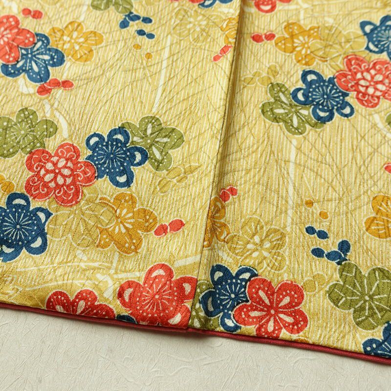 小紋 良品 総柄 正絹 花柄 袷仕立て 身丈159.5cm 裄丈64.5cm リサイクル着物 着物 黄・黄土色_画像12