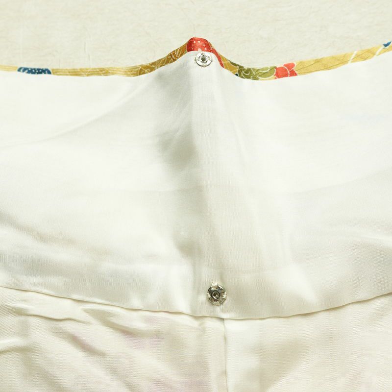 小紋 良品 総柄 正絹 花柄 袷仕立て 身丈159.5cm 裄丈64.5cm リサイクル着物 着物 黄・黄土色_画像19