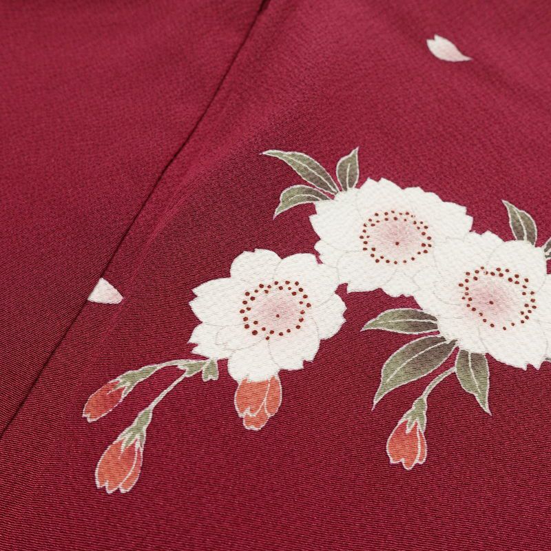 振袖 良品 縮緬 正絹 花柄 袷仕立て 身丈161cm 裄丈70cm リサイクル着物 着物 箔 金彩 成人式 二十歳 二十歳の集い パーティー フォーマル 桜 赤紫 紫・藤色_画像19