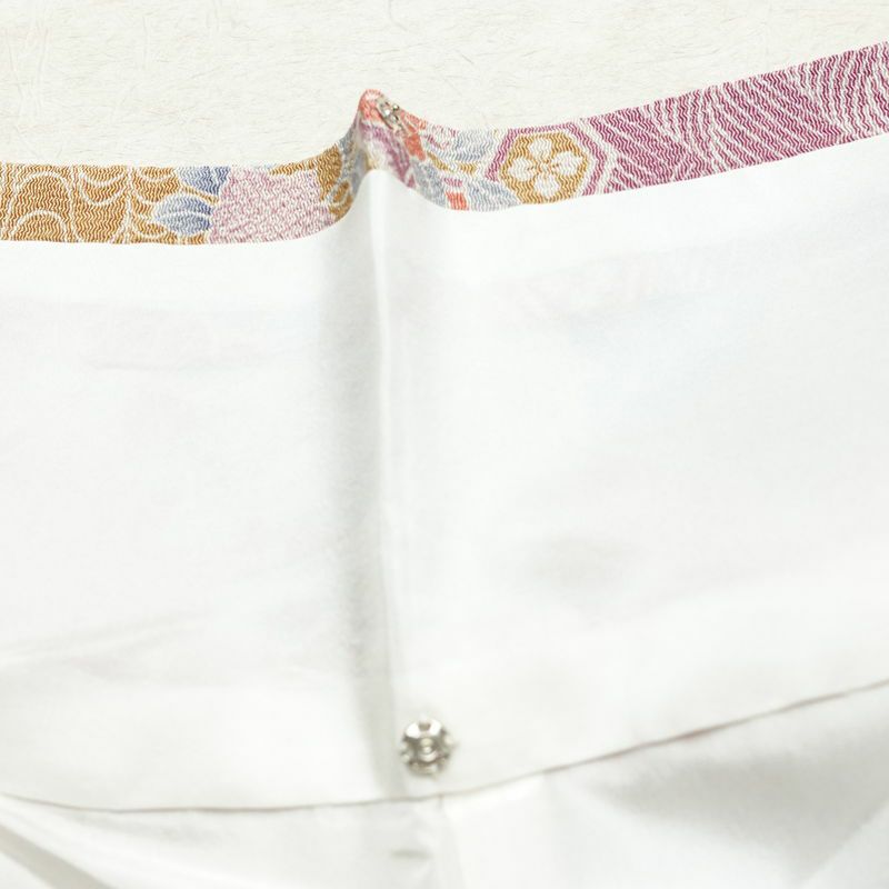 小紋 美品 しつけ糸付き 縮緬 総柄 正絹 古典柄 袷仕立て 身丈161.5cm 裄丈65cm リサイクル着物 着物 菊 亀甲 流水 露芝 多色使い_画像19