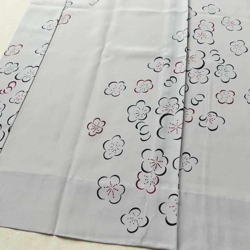 長襦袢 良品 しつけ糸付き 正絹 花柄 袷仕立て 身丈128cm 裄丈66cm リサイクル着物 着物 紫・藤色_画像4