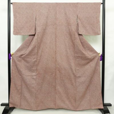 小紋 斉藤三才 落款入り しつけ糸付き 一つ紋付き 縮緬 正絹 その他の