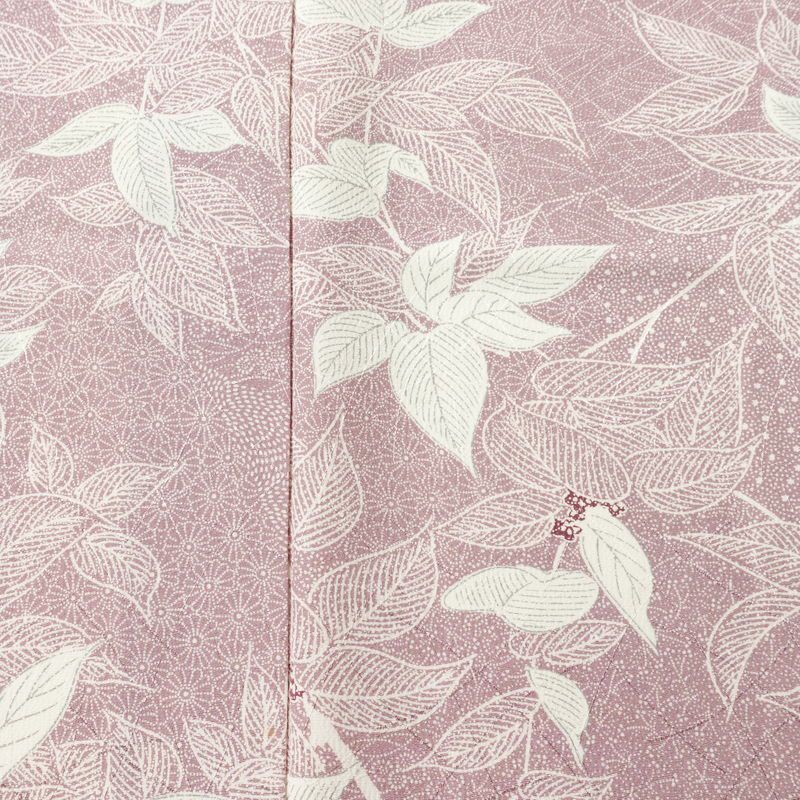 小紋 総柄 正絹 木の葉・植物柄 袷仕立て 身丈153cm 裄丈63cm リサイクル着物 着物 紫・藤色_画像8