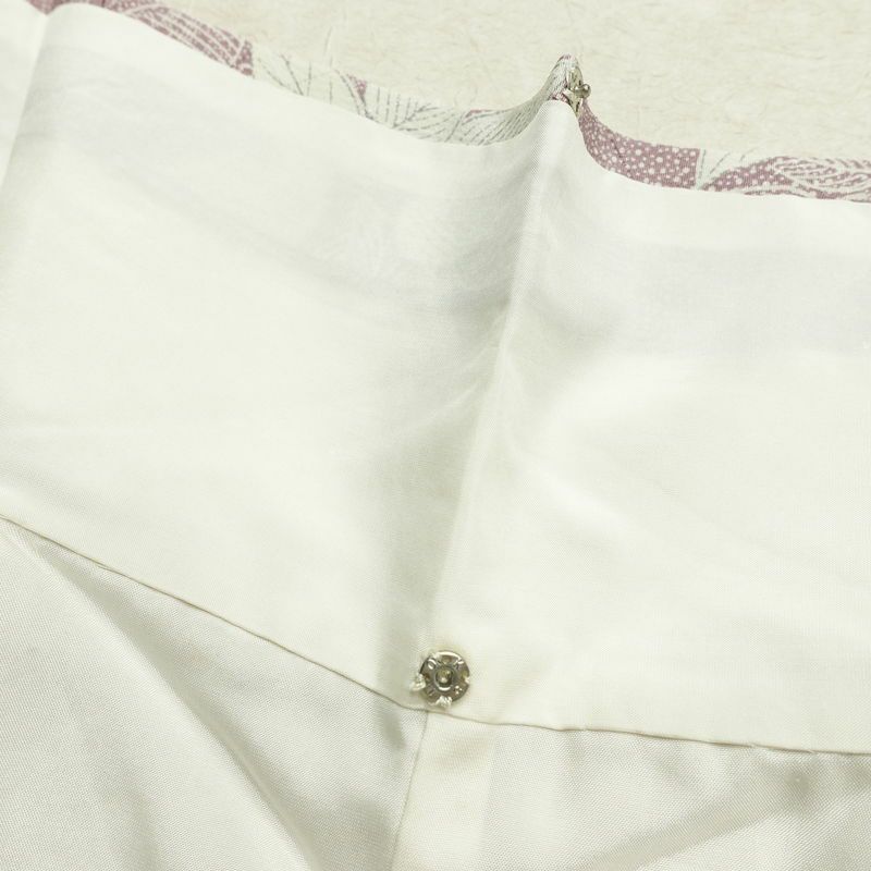 小紋 総柄 正絹 木の葉・植物柄 袷仕立て 身丈153cm 裄丈63cm リサイクル着物 着物 紫・藤色_画像20