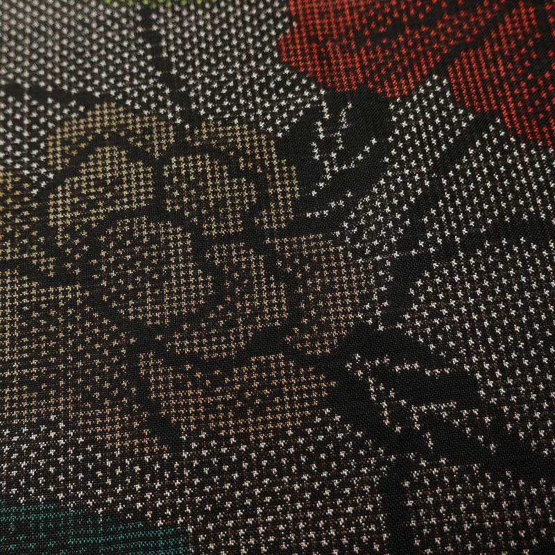 大島紬 証紙なし 正絹 花柄 袷仕立て 身丈160cm 裄丈63cm リサイクル着物 着物 茶_画像7