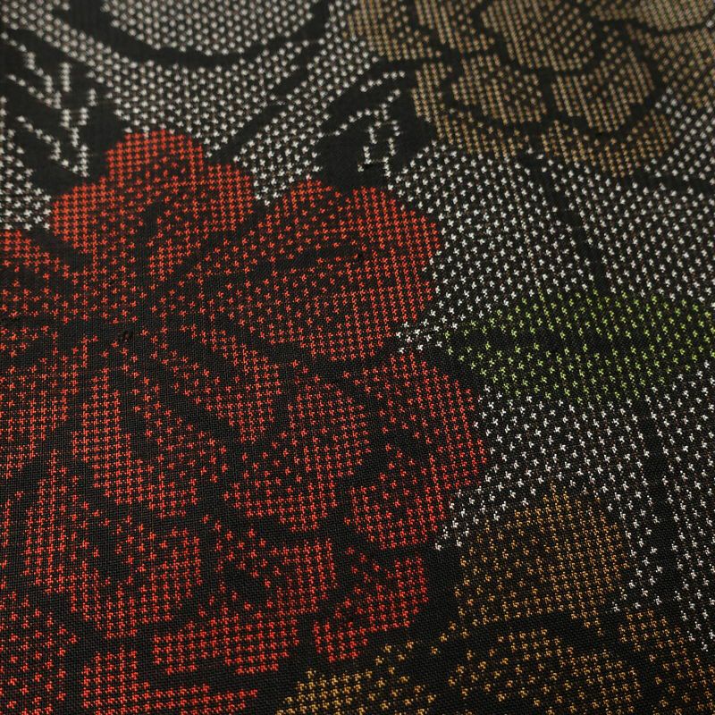 大島紬 証紙なし 正絹 花柄 袷仕立て 身丈160cm 裄丈63cm リサイクル着物 着物 茶_画像9