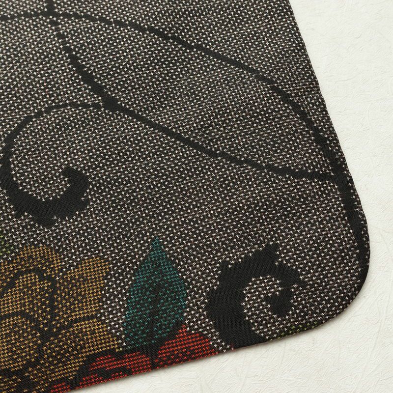 大島紬 証紙なし 正絹 花柄 袷仕立て 身丈160cm 裄丈63cm リサイクル着物 着物 茶_画像15