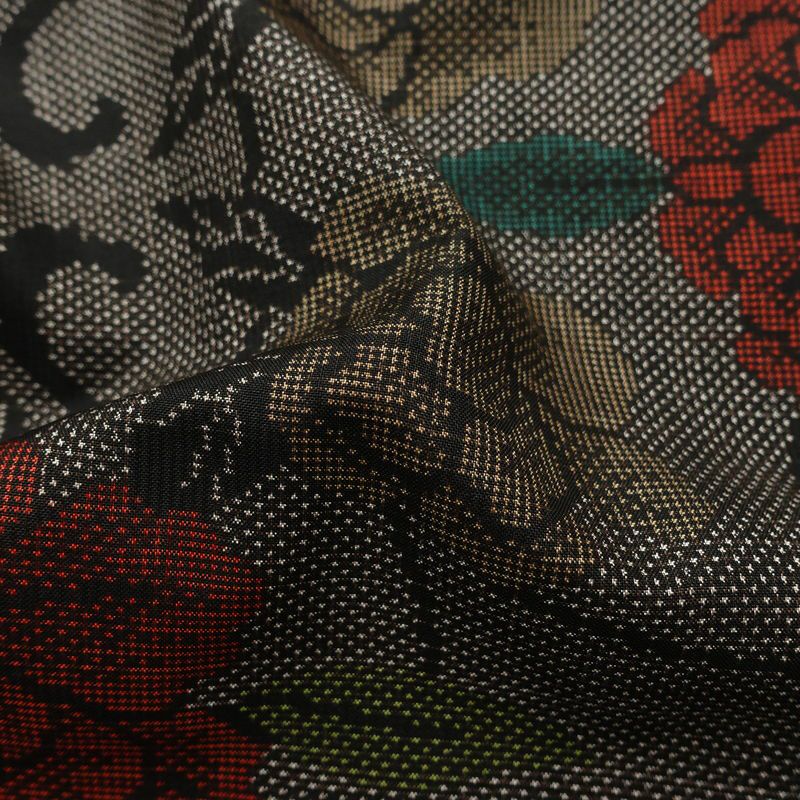 大島紬 証紙なし 正絹 花柄 袷仕立て 身丈160cm 裄丈63cm リサイクル着物 着物 茶_画像20