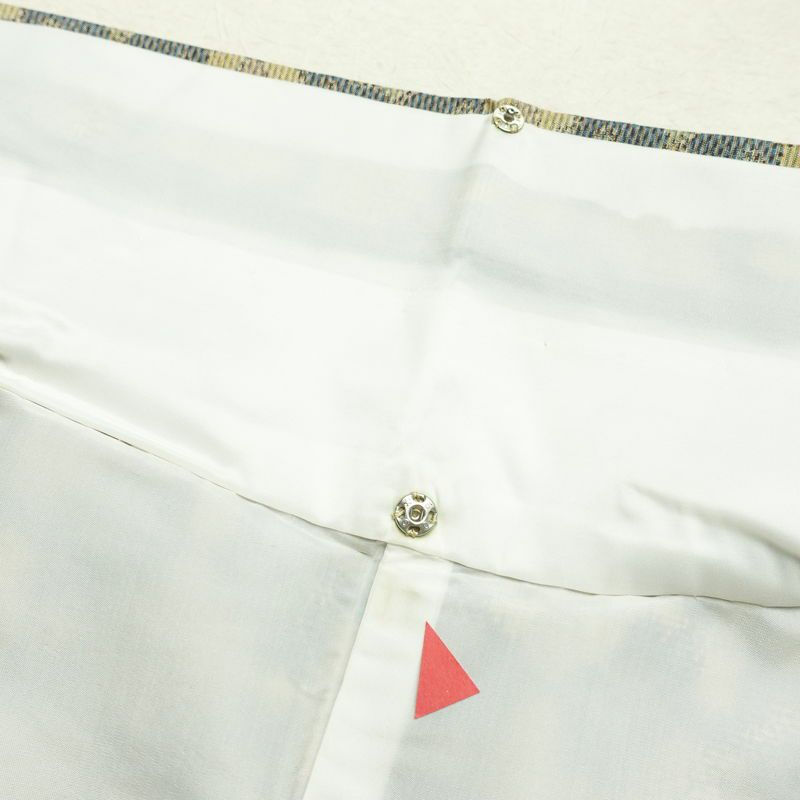 紬 正絹 幾何学柄・抽象柄 袷仕立て 身丈157cm 裄丈64.5cm リサイクル着物 着物 モダン 多色使い_画像19