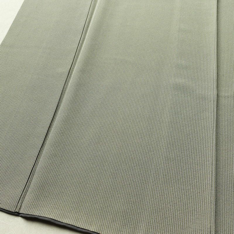 小紋 良品 落款入り 小紋師 良和 江戸小紋 万筋 縮緬 正絹 縞柄・線柄 袷仕立て 身丈149cm 裄丈64.5cm リサイクル着物 着物 シンプル 緑・うぐいす色_画像4