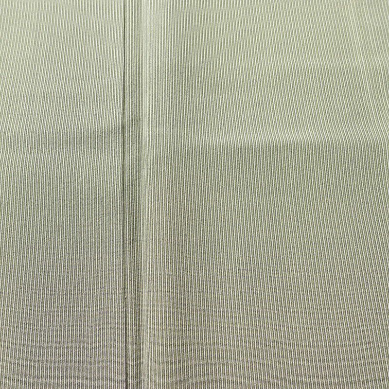 小紋 良品 落款入り 小紋師 良和 江戸小紋 万筋 縮緬 正絹 縞柄・線柄 袷仕立て 身丈149cm 裄丈64.5cm リサイクル着物 着物 シンプル 緑・うぐいす色_画像6