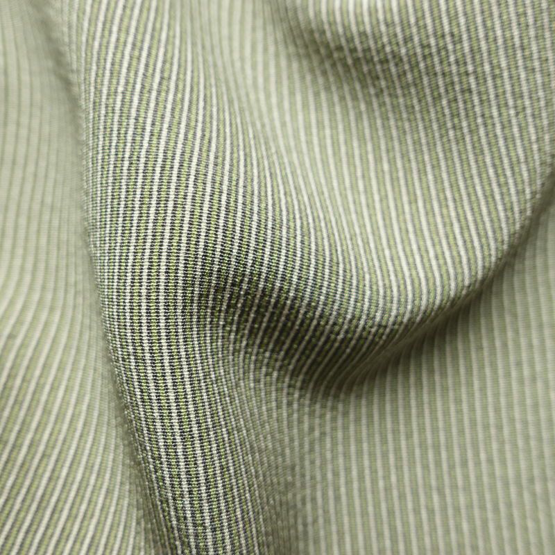 小紋 良品 落款入り 小紋師 良和 江戸小紋 万筋 縮緬 正絹 縞柄・線柄 袷仕立て 身丈149cm 裄丈64.5cm リサイクル着物 着物 シンプル 緑・うぐいす色_画像19