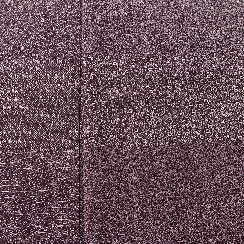 小紋 良品 伝統工芸士 廣瀬雄望 正絹 古典柄 袷仕立て 身丈158.5cm 裄丈64cm リサイクル着物 着物 紫・藤色_画像6