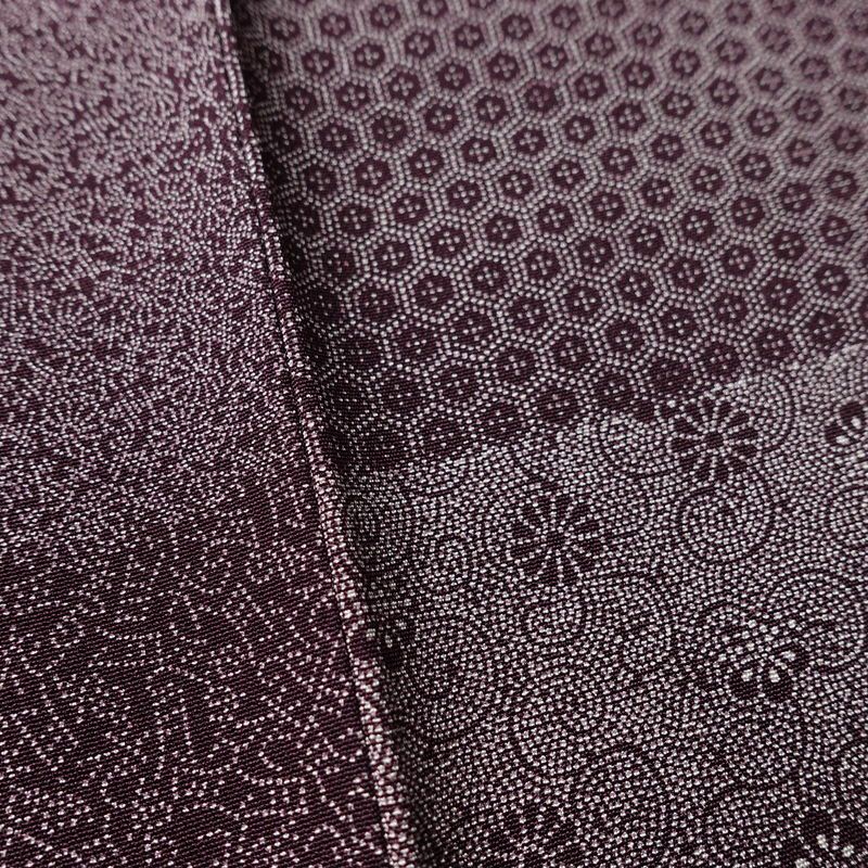 小紋 良品 伝統工芸士 廣瀬雄望 正絹 古典柄 袷仕立て 身丈158.5cm 裄丈64cm リサイクル着物 着物 紫・藤色_画像11