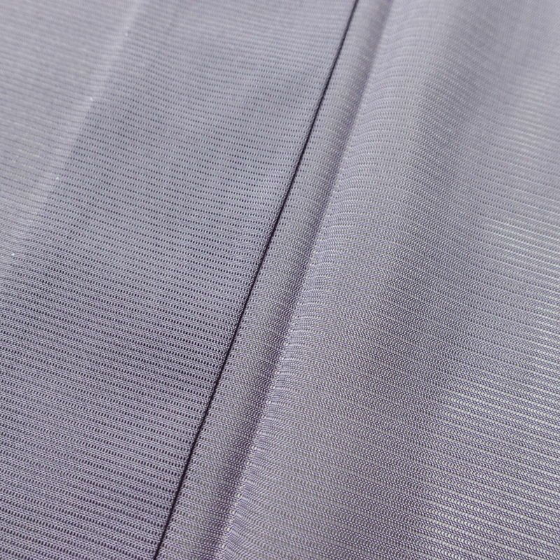 盛夏 色無地 美品 しつけ糸付き 夏用 一つ紋付き バチ衿仕立て ポリエステル 単衣仕立て 身丈157cm 裄丈65cm リサイクル着物 着物 お茶会 フォーマル 紫・藤色_画像9