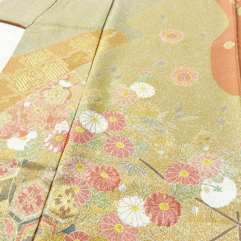 訪問着 良品 松井青々 落款入り 伊達衿付き 金駒刺繍 一つ紋付き 正絹 古典柄 袷仕立て 身丈165cm 裄丈67.5cm リサイクル着物 着物 刺繍 箔 共八掛 金彩 パーティー フォーマル 華やか 多色使い_画像5