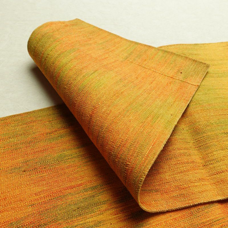 名古屋帯 全通柄 正絹 その他の柄 通し仕立て なごや帯 リサイクル帯 帯 紬地 黄・黄土色_画像9