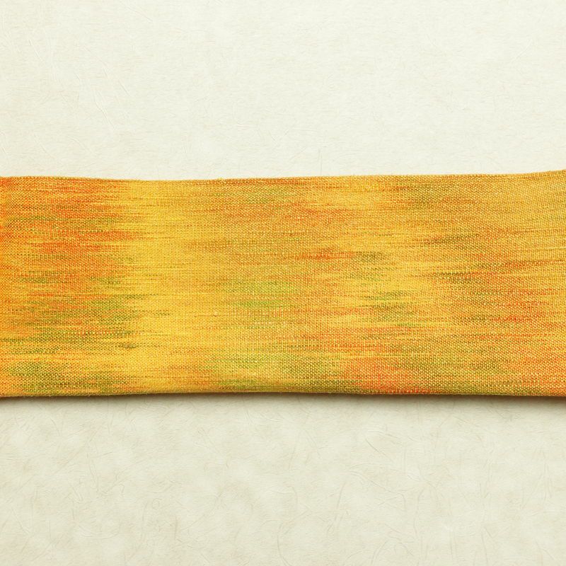 名古屋帯 全通柄 正絹 その他の柄 通し仕立て なごや帯 リサイクル帯 帯 紬地 黄・黄土色_画像15