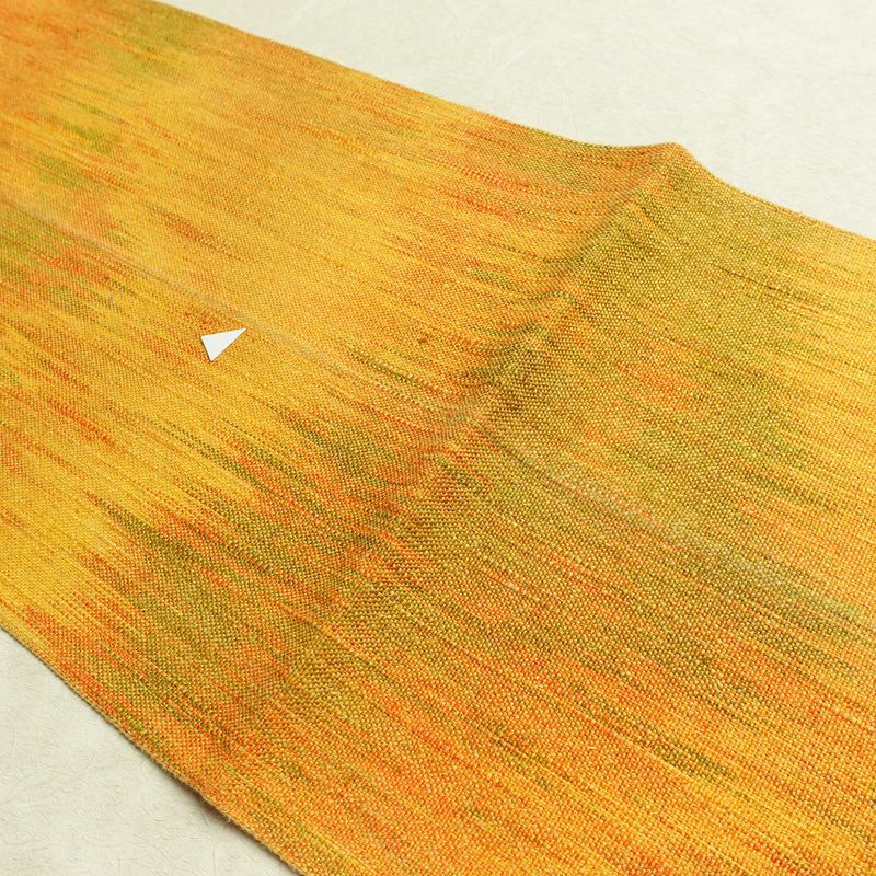 名古屋帯 全通柄 正絹 その他の柄 通し仕立て なごや帯 リサイクル帯 帯 紬地 黄・黄土色_画像16