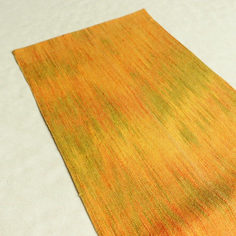 名古屋帯 全通柄 正絹 その他の柄 通し仕立て なごや帯 リサイクル帯 帯 紬地 黄・黄土色_画像18